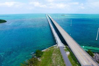 Overseas Highway aerial view on a beautiful sunny day, Florida.