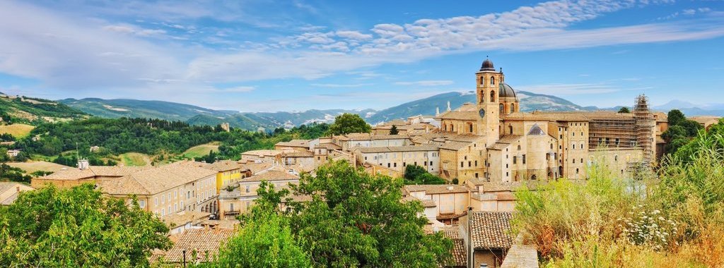 View of the medieval town of Urbino, Marche, Italy, Europe